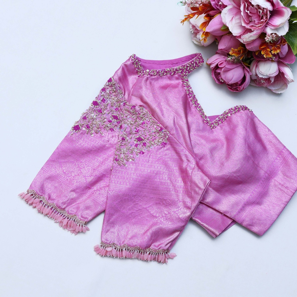 Exquisite pink embroidery designs for your bridal blouse