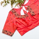 featuring stunning orange and pink shade color embroidery  bridal blouse