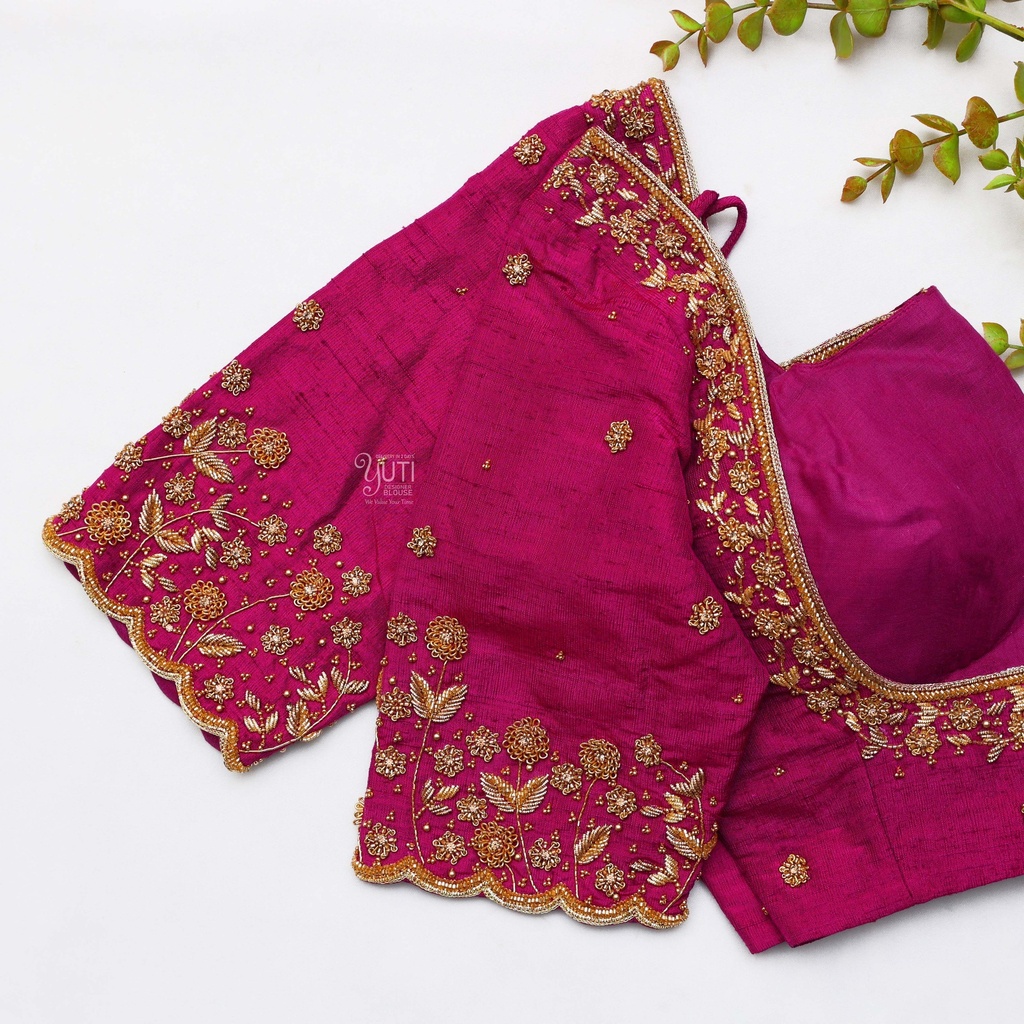 Exquisite pink embroidery designs for your bridal blouse