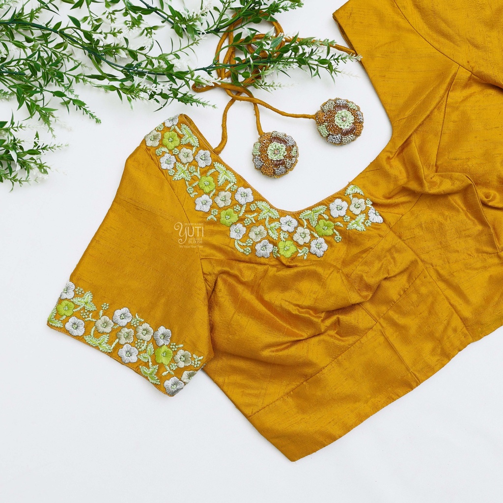The epitome of elegance with our Bee Yellow Bridal Blouse,