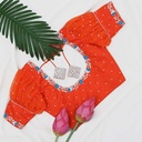 Orange creeped floral bridal blouse
