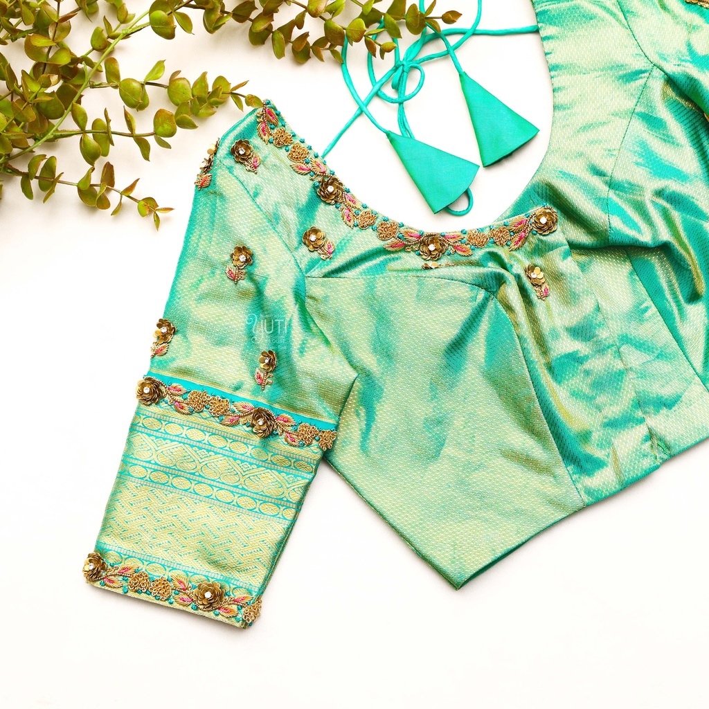 The most stunning Algae Green Bridal Blouse!