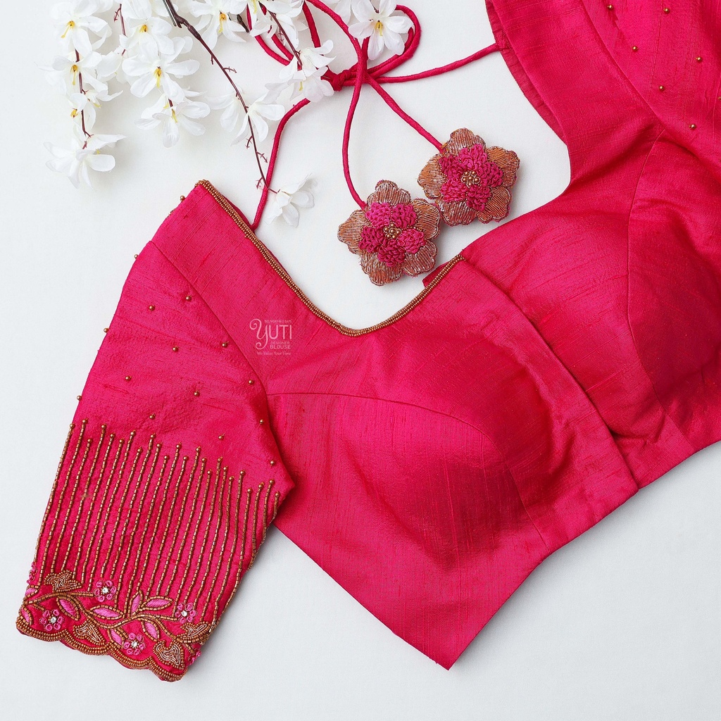 The beauty of red bridal blouses with intricate embroidery work