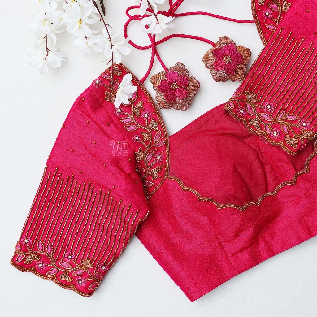 The beauty of red bridal blouses with intricate embroidery work