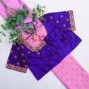 Dream dark blue bridal blouse with intricate golden embroidery work