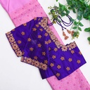 dream dark blue bridal blouse with intricate golden embroidery work