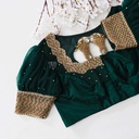 The perfect dark green bridal blouse with exquisite golden embroidery