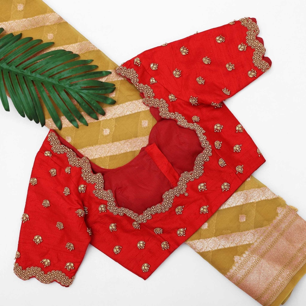 Red simple bridal blouse