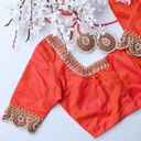 Stunning orange color embroidery bridal blouses