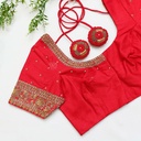 carmine pink embroidery blouse