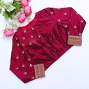 wine red embroidery blouse.