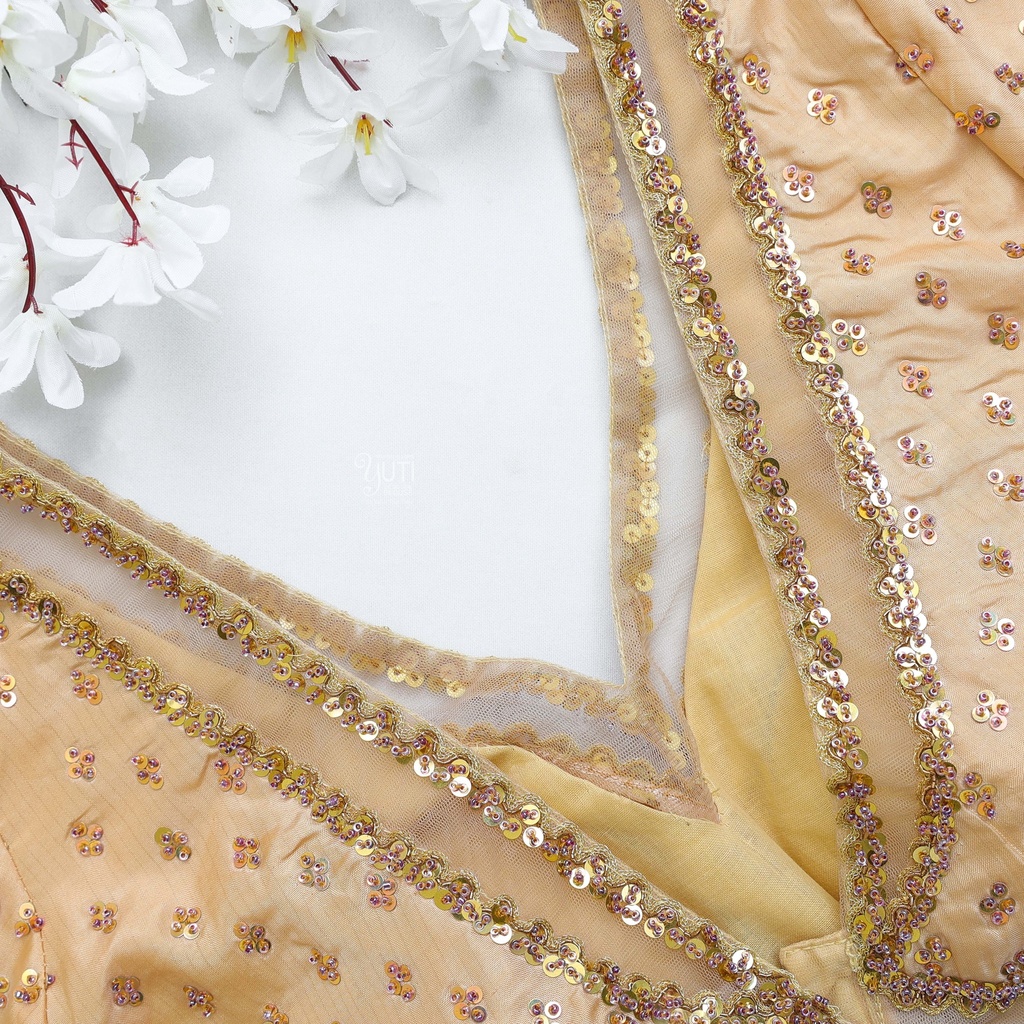 Peach Orange hand embroidery blouse