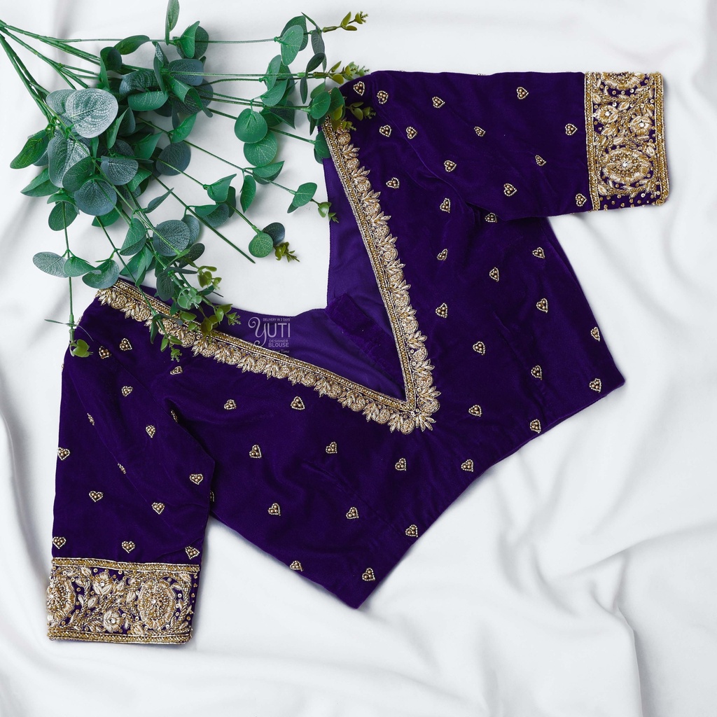 Midnight Purple hand embroidery blouse