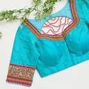 Like a mermaid bride in this stunning aqua blue bridal blouse