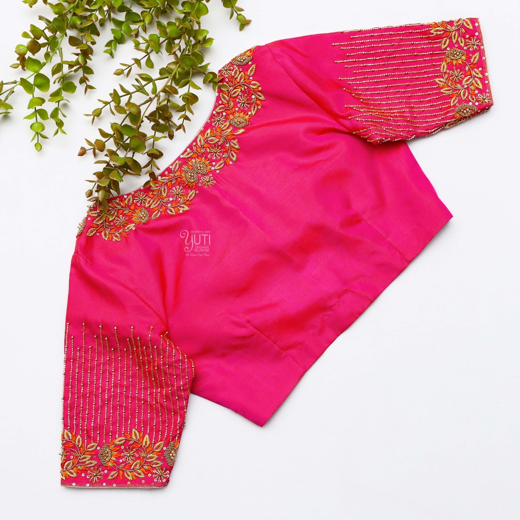 stunning raspberry embroidery blouse