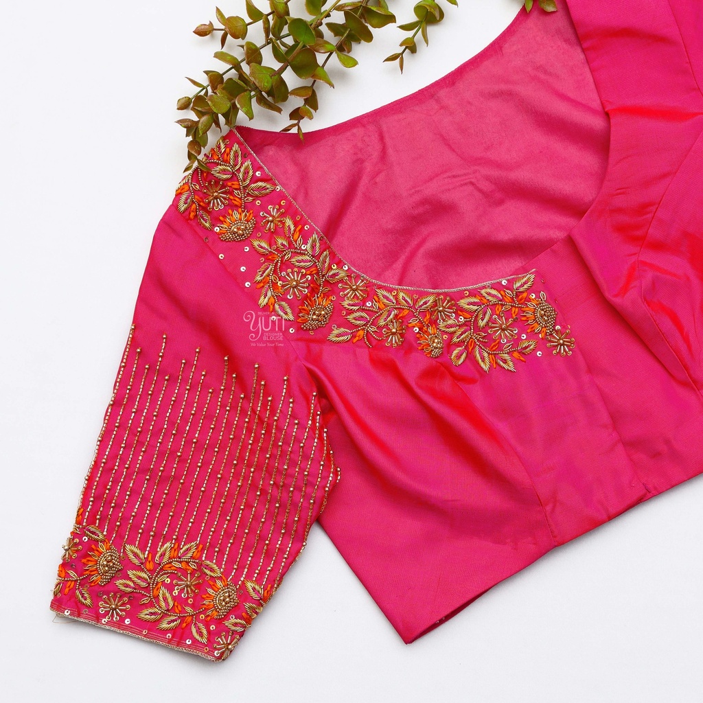 stunning raspberry embroidery blouse