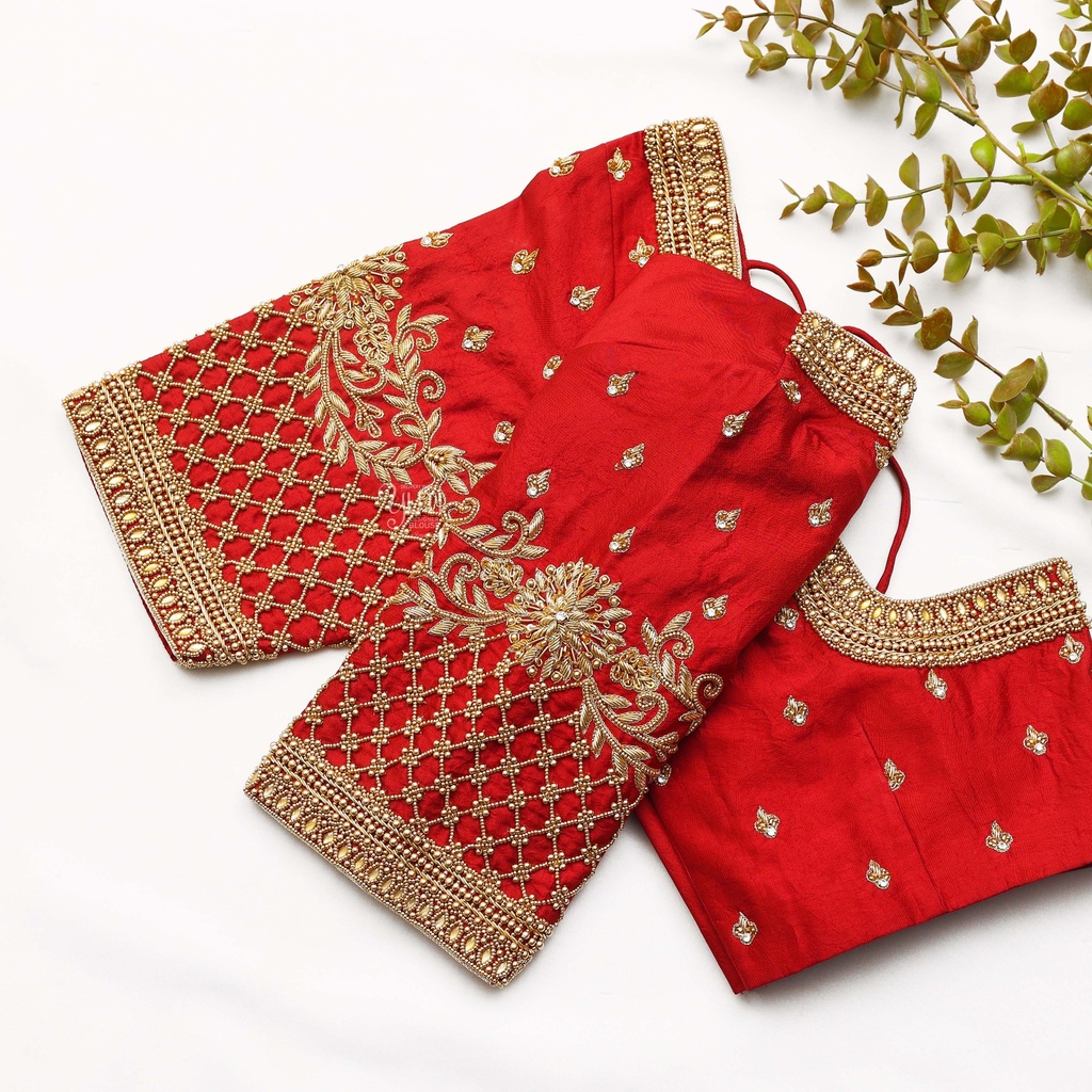 The traditional Persian Red Embroidery Bridal Blouse: