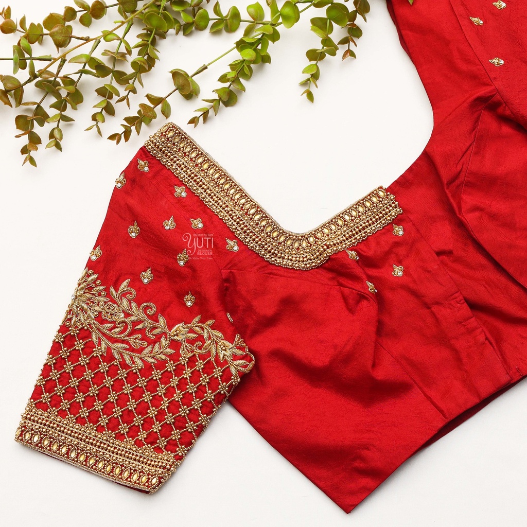 The traditional Persian Red Embroidery Bridal Blouse: