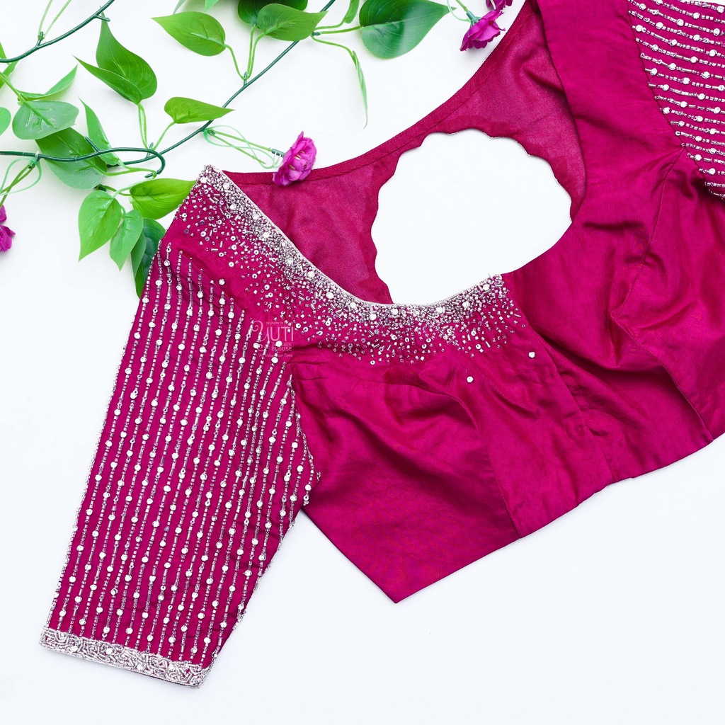 Feeling elegant in this stunning Violet Red embroidery blouse