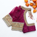 Exquisite Dark Raspberry Aari Bridal Blouse: