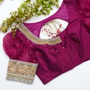 Exquisite Dark Raspberry Aari Bridal Blouse: