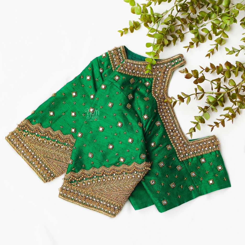 The beauty of our Irish Green Bridal Blouse: