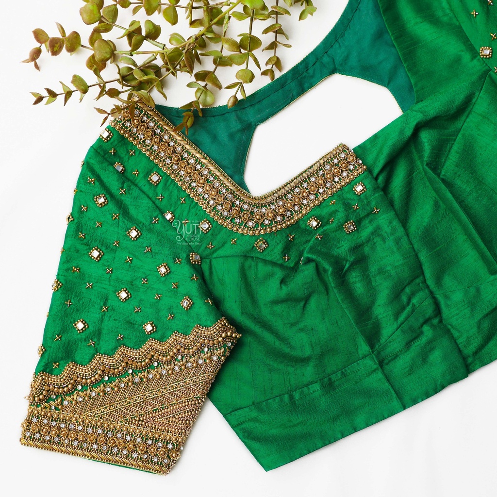 The beauty of our Irish Green Bridal Blouse: