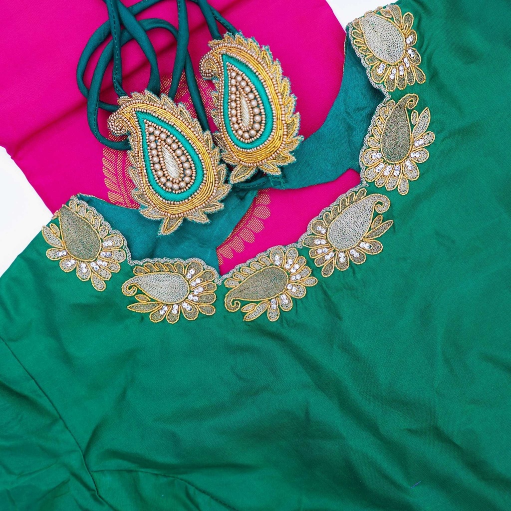 Green mango motif bridal blouse
