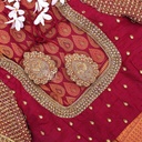 Maroon half checked bridal blouse