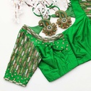 Stunning Tealish Green Embroidery Bridal Blouse for the modern and elegant bride