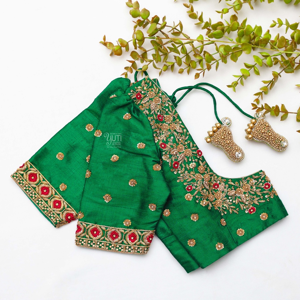 Stylish and sustainable new green embroidery blouse