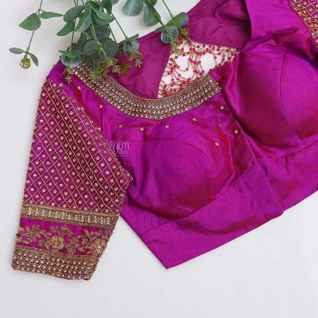 Embrace elegance with our stunning Royal Fuchsia Colour Bridal Blouse