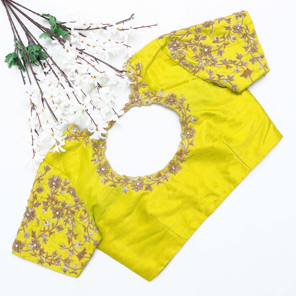 Our stunning Olive Yellow Bridal Blouse adds the perfect touch