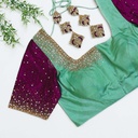 the exquisite Green Pea embroidery blouse.