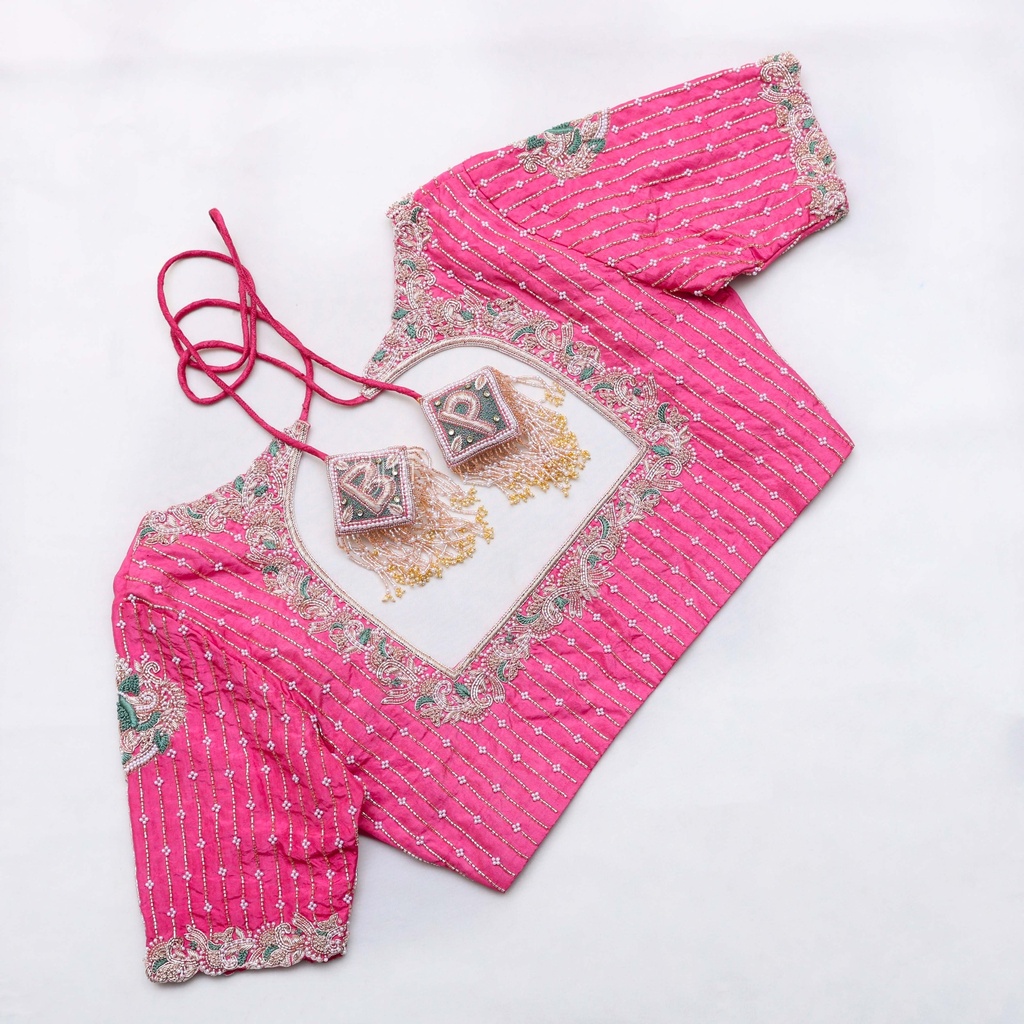 Introducing our stunning Cerise Pink embroidery blouse!