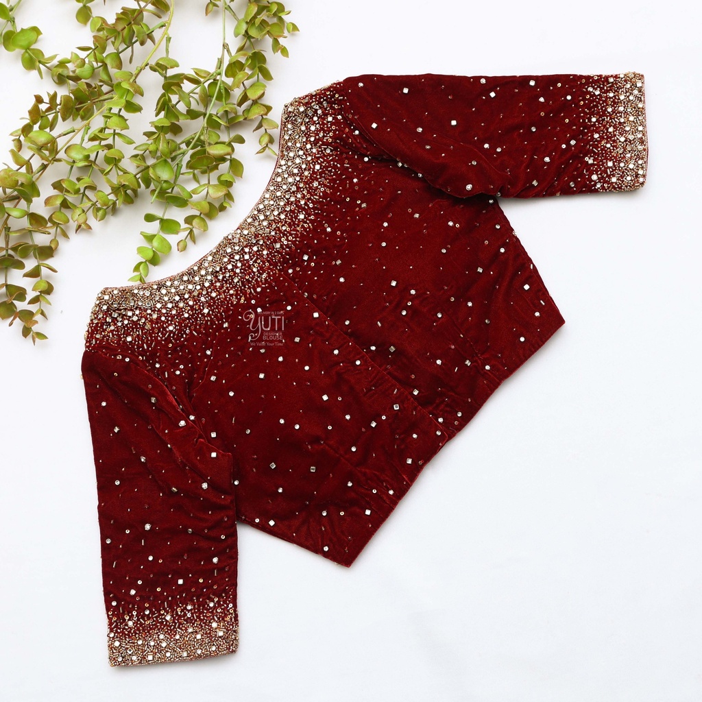 Deep Brown embroidery blouse