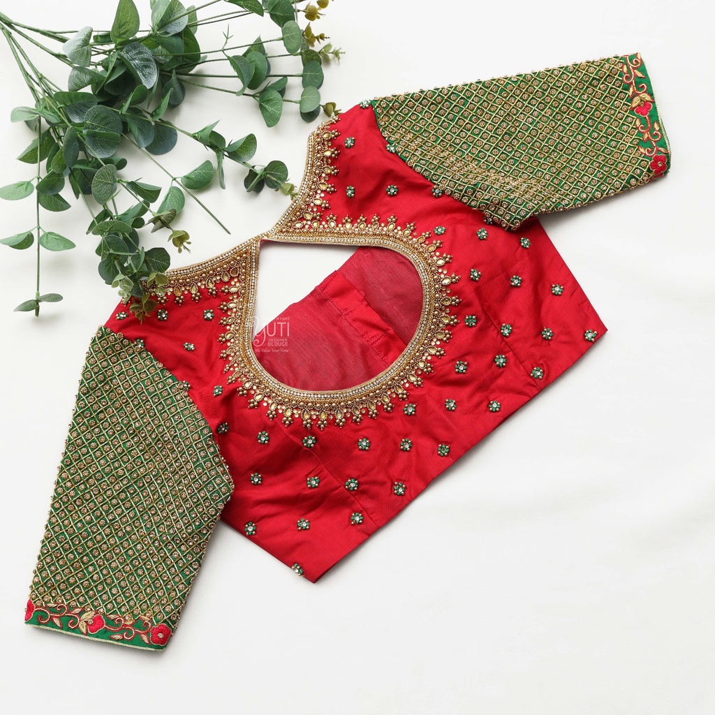 Red Wine embroidery blouse