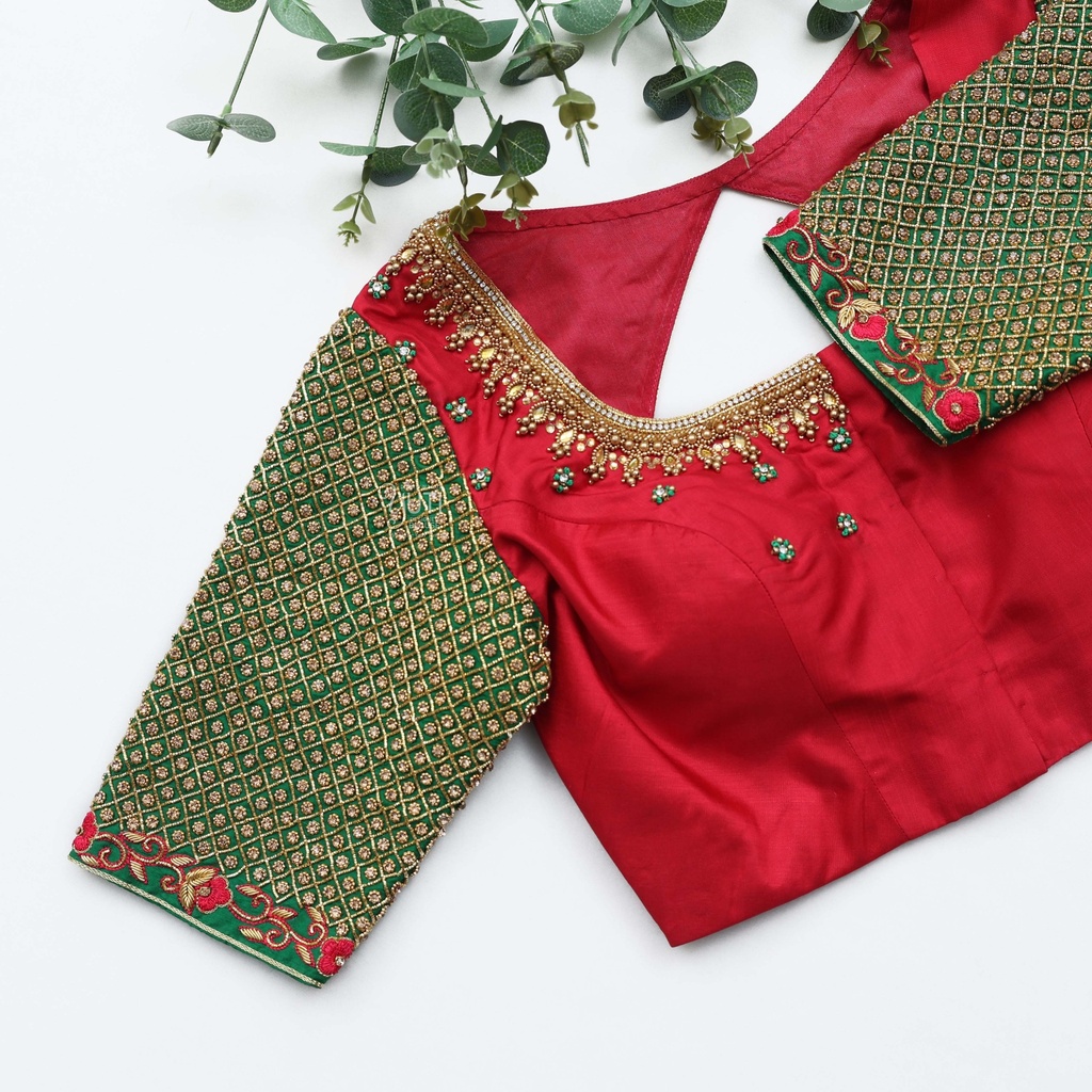 Red Wine embroidery blouse