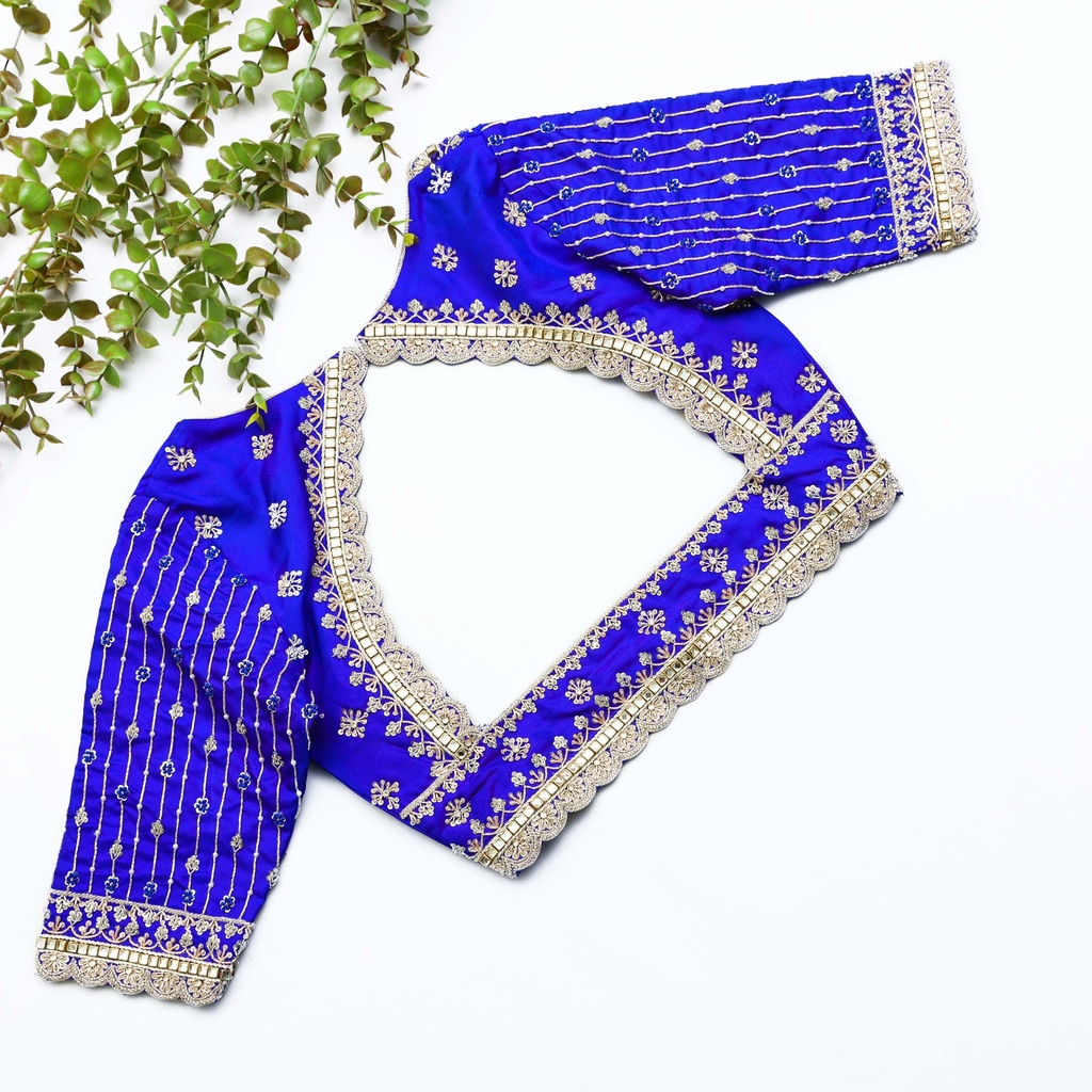 Elevate your style with our exquisite Cobalt Blue embroidery blouse