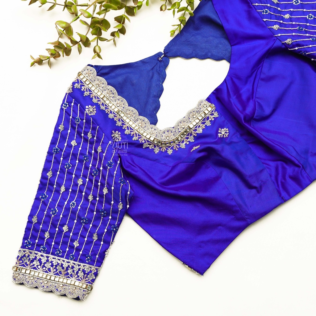 Elevate your style with our exquisite Cobalt Blue embroidery blouse