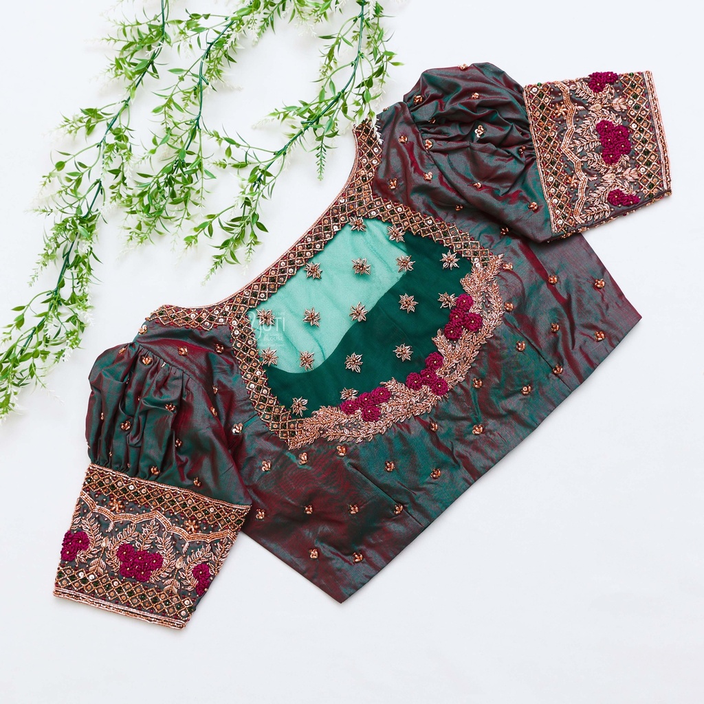 Introducing our exquisite Rose Ebony embroidery blouse