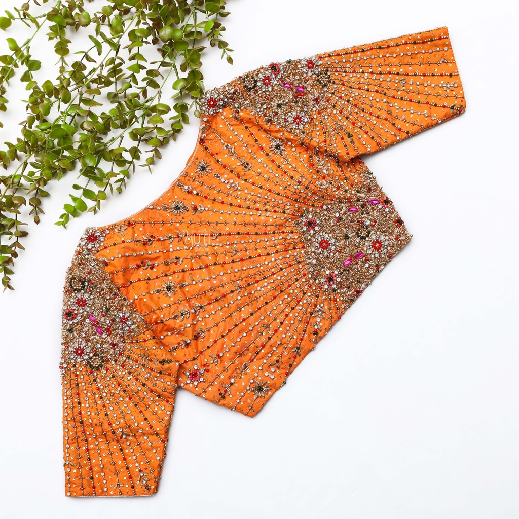Mango Orange Embroidery Blouse
