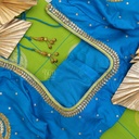 Blue blouse with peacock motif