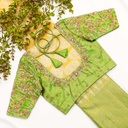 Elevate your style with our Greenish Beige embroidery blouse, the epitome of timeless elegance.