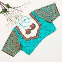 Medium Turquoise embroidery blouse