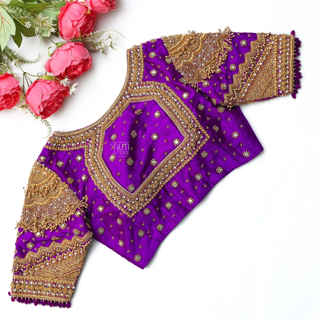 Dark Magenta embroidery blouse