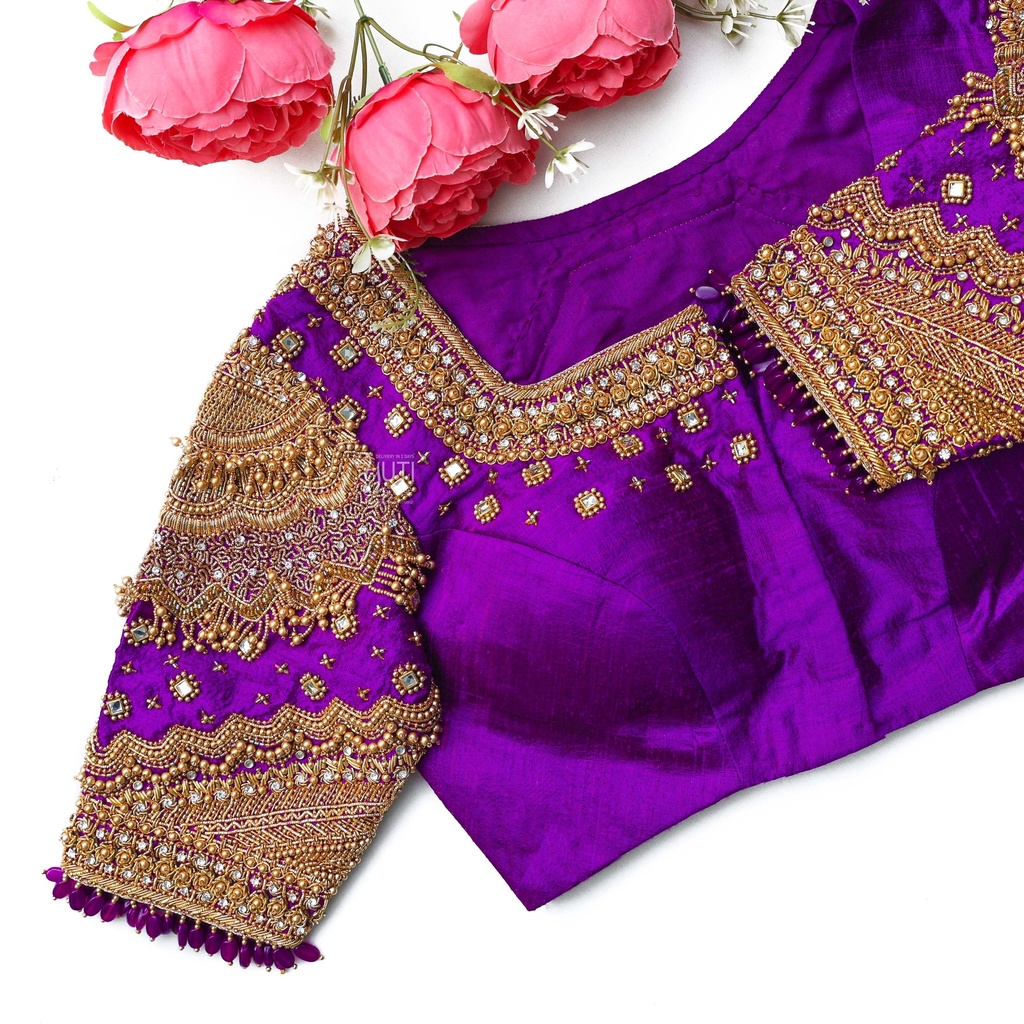Dark Magenta embroidery blouse