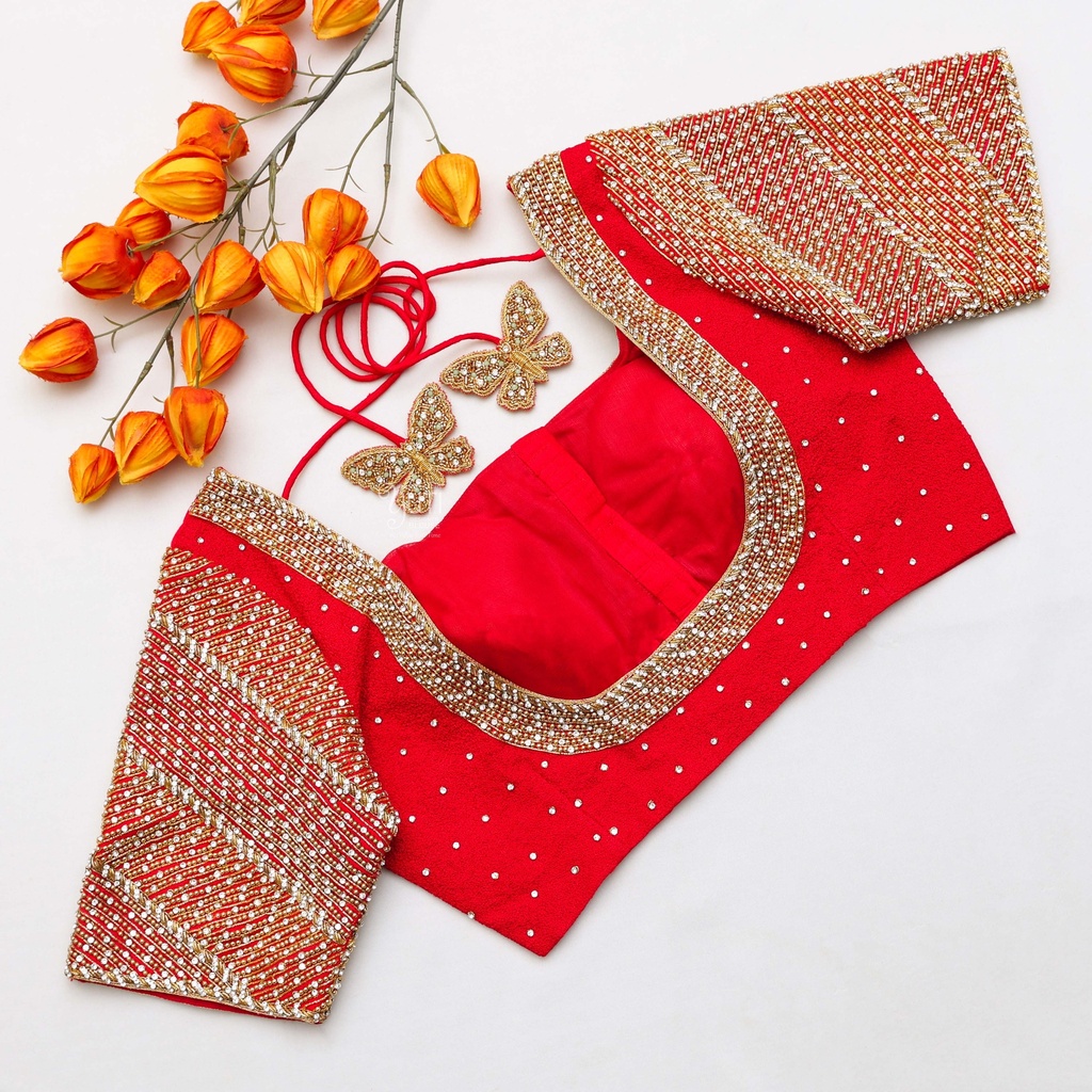 Immerse yourself in the rich depths of this vibrant shade, beautifully enhanced with intricate embroidery details that are nothing short of enchanting.