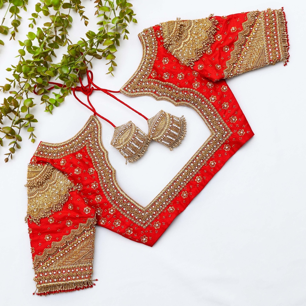 Lava Red embroidery blouse