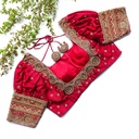 Dress up your style with our stunning Red Pink embroidery blouse